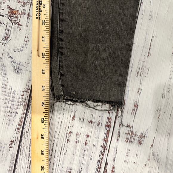 Madewell 9” Mid Rise Skinny Jeans 25 Washed Black Distressed Raw Hem Stretch - Picture 7 of 7
